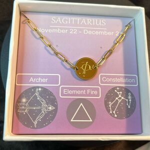 Crystal Zodiac sagittarius Engraved Bracelet in ION Plated YG Stainless Steel 7”